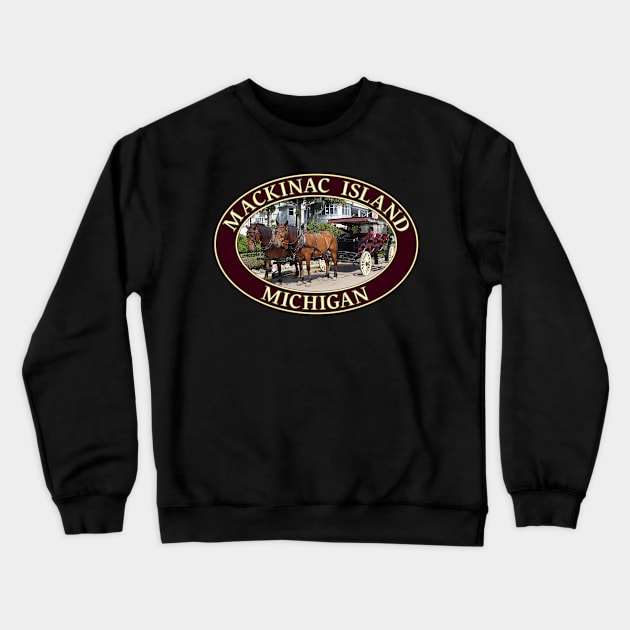 Horse and Carriage on Mackinac Island, Michigan Crewneck Sweatshirt by GentleSeas